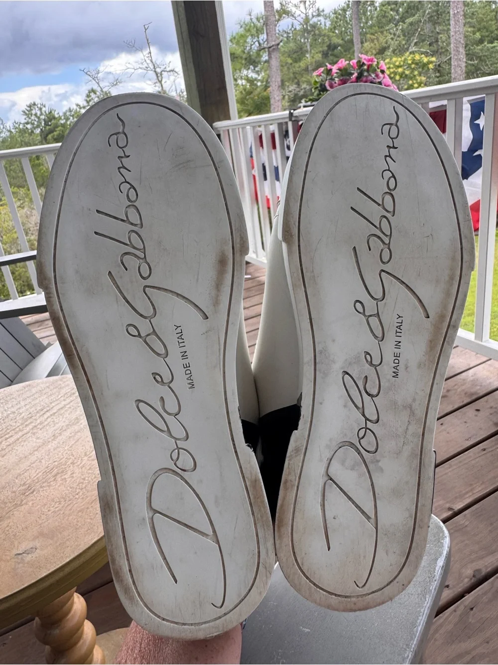 Dolce & Gabbana Portofino Leather Sneakers White Black Logo Size 38.5